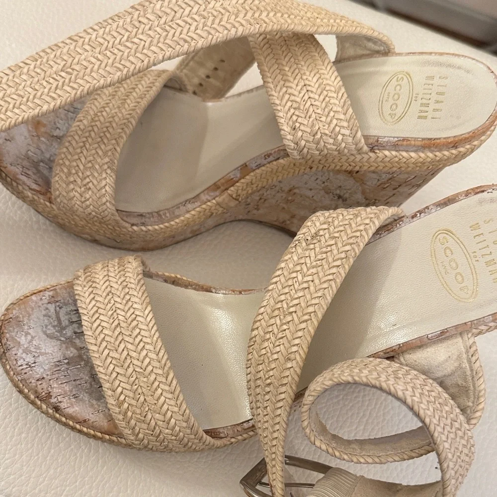 Stuart Weitzman Cream Espadrille Sandals